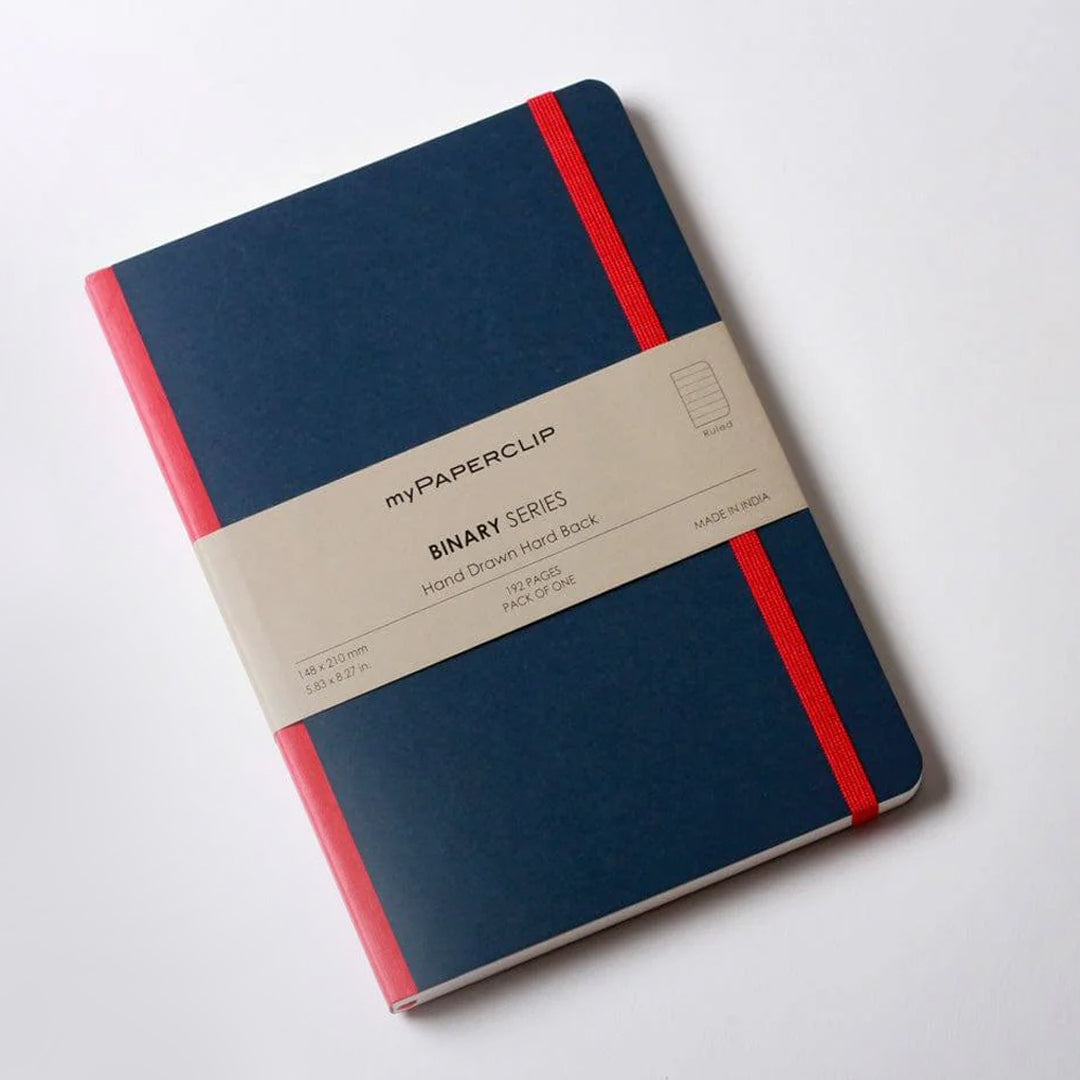 Mypaperclip binary series hand drawn hand back A5 notebook - Image 2