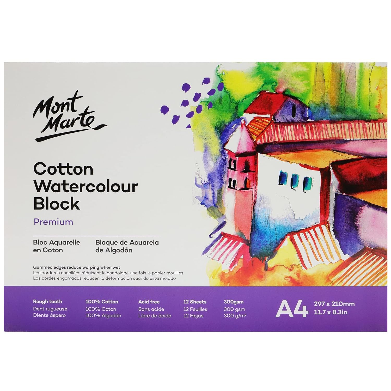 Mont Marte Cotton Watercolour Paper Block Premium - Image 2
