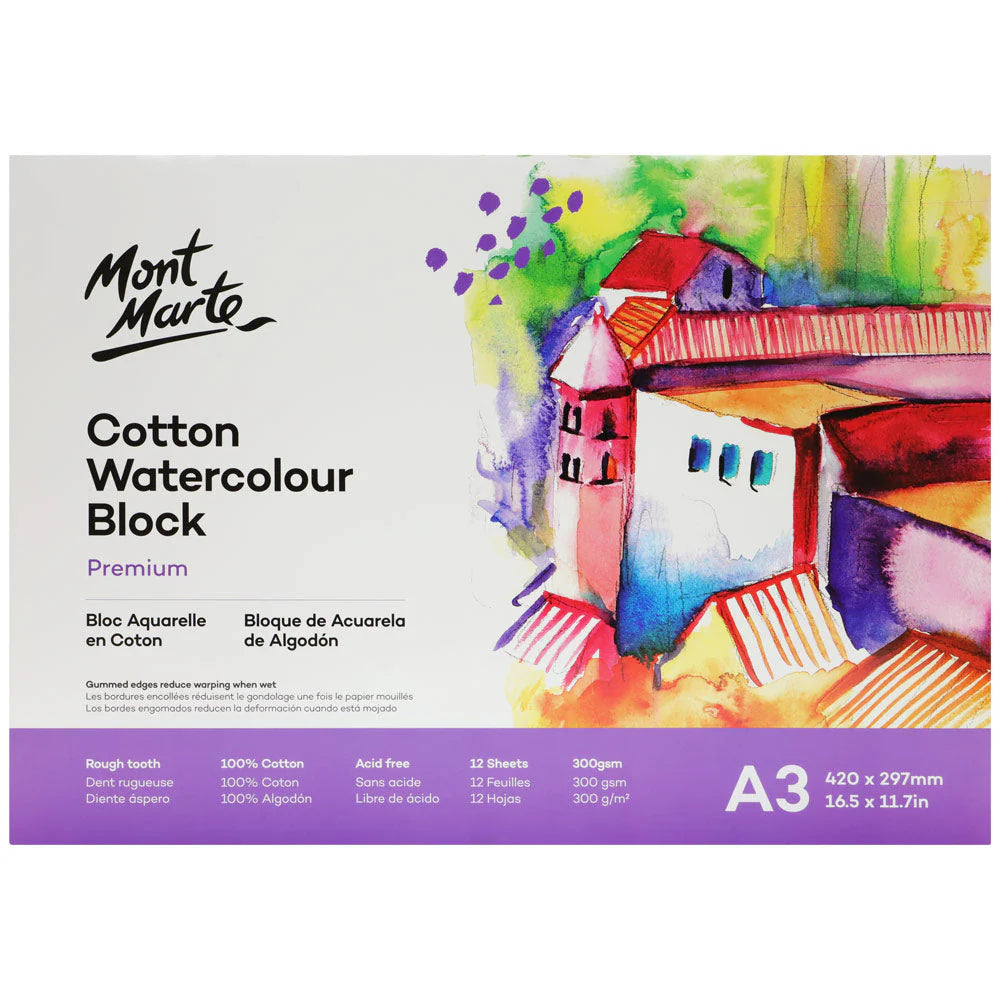 Mont Marte Cotton Watercolour Paper Block Premium - Image 3