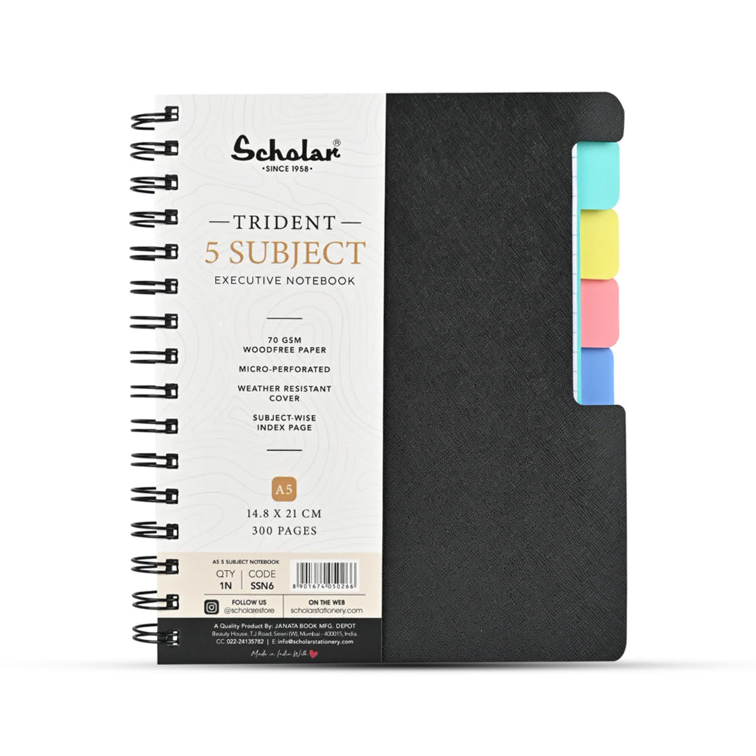 Scholar Trident A5 Five Subject Ruled Notebook - Image 3